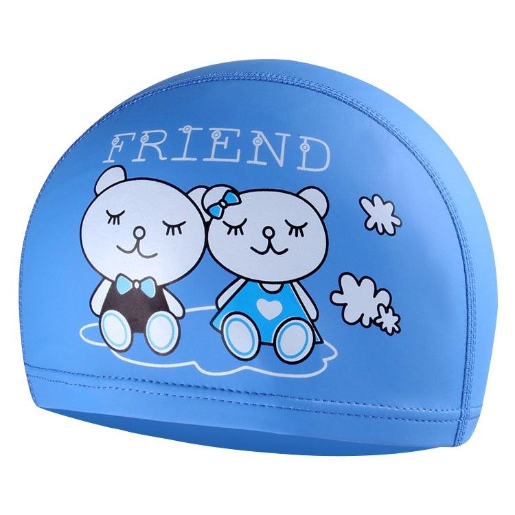 Kids Waterproof Cartoon Swimming Cap with PU Coating