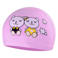 Kids Waterproof Cartoon Swimming Cap with PU Coating