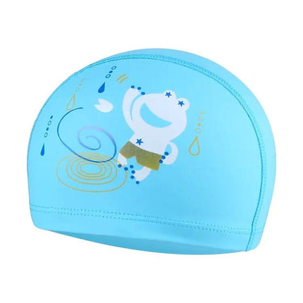 Kids Waterproof PU Coated Swimming Cap Frog Pattern | Syndmart