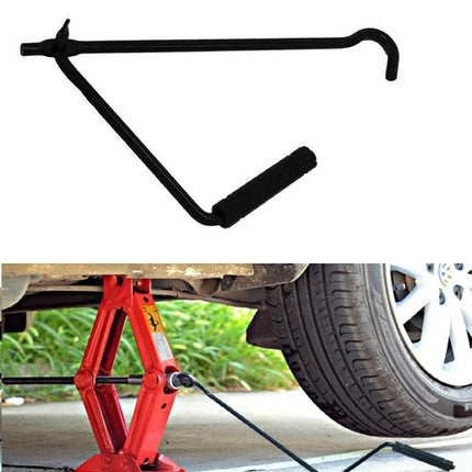 Foldable Hand Jack for Roadside Tire Changes in Emergencies - compact foldable jack and handle beside car scissor jack lifting tire