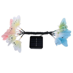 Guirnalda de luces de fibra óptica con forma de mariposa alimentada por energía solar, resistente al agua, para Navidad, jardín y fiestas al aire libre