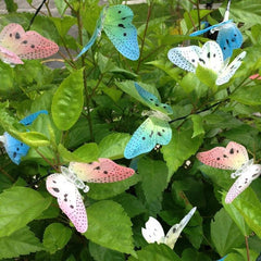 Guirnalda de luces de fibra óptica con forma de mariposa alimentada por energía solar, resistente al agua, para Navidad, jardín y fiestas al aire libre