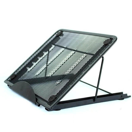 Portable Adjustable Ventilated Laptop Stand for Desktops angled metal-mesh design for cooling and ergonomic posture