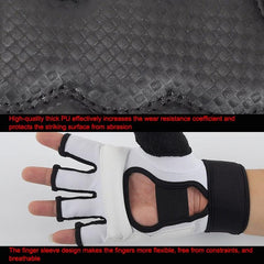 Half-Finger Boxing and Taekwondo Training Gloves for Adults - PU Leather Sparring Sandbag Fitness Gear