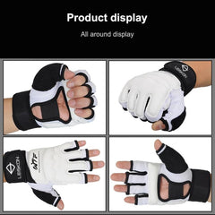 Gants de boxe demi-doigts pour adultes, en cuir PU, pour entraînement, fitness, sparring, taekwondo