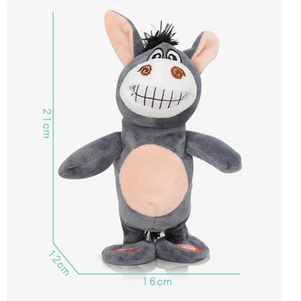 Cute Plush Donkey Toy for Children's Playtime at Home - 21cm electronic cuddly grey donkey with music, soft belly and playful grin
