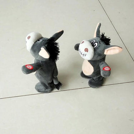 Cute Plush Donkey Toy for Children's Playtime at Home - gray electronic plush donkey pair with musical head-shake and soft cuddly body
