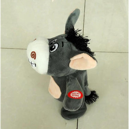 Cute Plush Donkey Toy for Children's Playtime at Home - gray electronic plush donkey with music feature and soft cuddly design