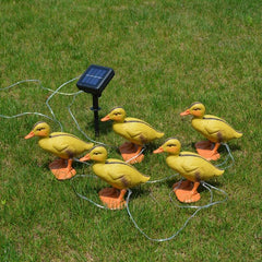 Lámpara decorativa para patio exterior con forma de pato y energía solar