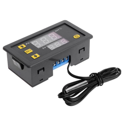 Digital Thermostat with Display for Temperature Control Systems compact unit with red blue display and probe for refrigeration and home heating