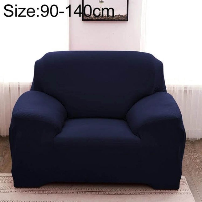Sofa Cover Set With Pillowcase For Single And Two Seater - navy plain dyed protective slipcover on single armchair