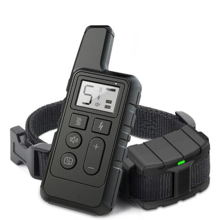 Dog Training Collar for Everyday Walks and Home Obedience – black remote with adjustable vibration, sound, and pulse collar up to 500m range