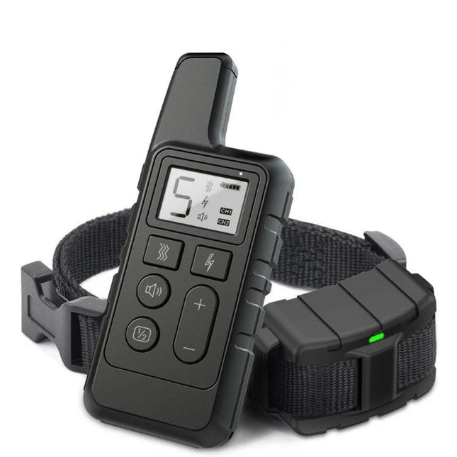Dog Training Collar for Everyday Walks and Home Obedience – black remote with adjustable vibration, sound, and pulse collar up to 500m range
