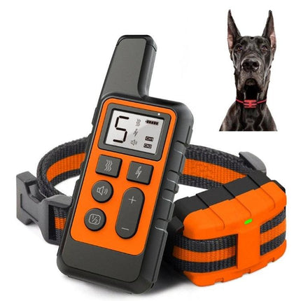 Dog Training Collar for Everyday Walks and Home Obedience - orange remote with vibration, sound and pulse features, 500m range, adjustable strap
