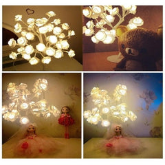 Heart-Shaped Rose Night Light Table Lamp for Girls' Room Decoration, AC 220V