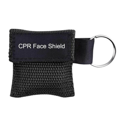 Compact CPR Face Shield Mask with Key Ring for Emergencies - compact black CPR face shield pouch on key ring for emergency hygiene and quick rescue