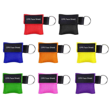 Compact CPR Face Shield Mask with Key Ring for Emergencies — compact keyring CPR face shield in assorted colors for on-the-go hygiene and safety