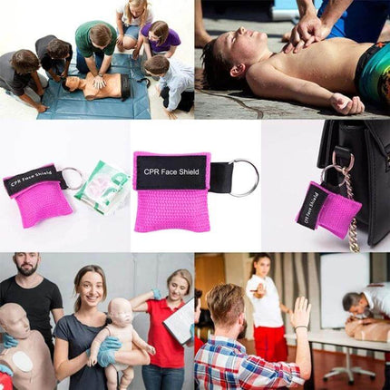Compact CPR Face Shield Mask with Key Ring for Emergencies - pink compact keyring CPR face shield for hygiene and quick response
