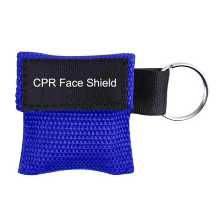 Compact CPR Face Shield Mask with Key Ring for Emergencies - blue compact pouch keyring for quick CPR barrier