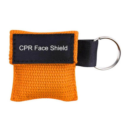Compact CPR Face Shield Mask with Key Ring for Emergencies - compact orange CPR face shield keyring pouch for emergency hygiene and rescue