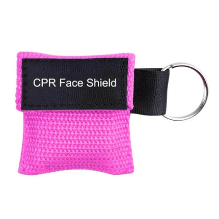 Compact CPR Face Shield Mask with Key Ring for Emergencies - pink compact pouch keyring for CPR face shield