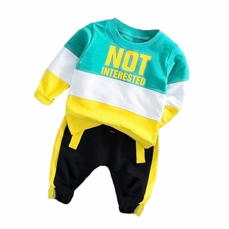 Boys' Round Neck Long Sleeve T-Shirt and Trousers Sports Set with Letter Pattern for Spring and Autumn