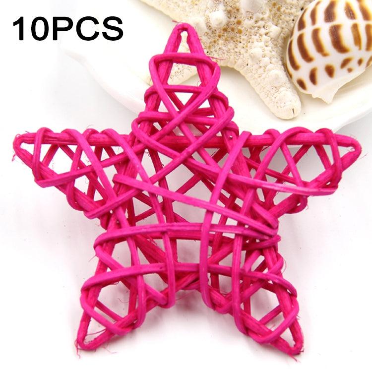 Set of 10 Colorful 6cm Rattan Straw Stars for Festive DIY Home Decor