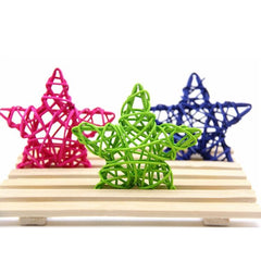 Set of 10 Colorful 6cm Rattan Straw Stars for Festive DIY Home Decor