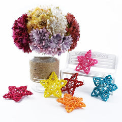 Set of 10 Colorful 6cm Rattan Straw Stars for Festive DIY Home Decor