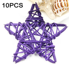 Set of 10 Colorful 6cm Rattan Straw Stars for Festive DIY Home Decor