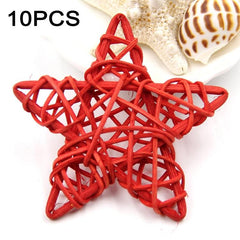 Set of 10 Colorful 6cm Rattan Straw Stars for Festive DIY Home Decor