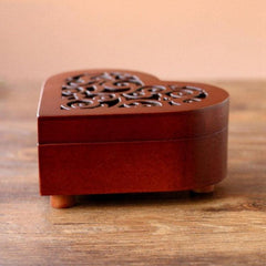 Heartfelt Vintage Wooden Music Box with Golden Mechanism - Perfect Gift for Any Occasion