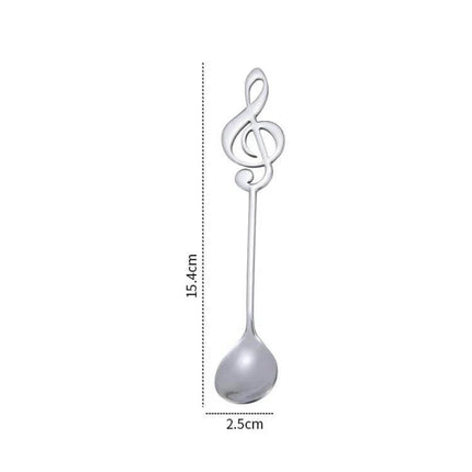 Musical Note Spoon Stainless Steel Coffee Stirring Spoon - mirror-polished stainless steel treble clef design, 15.4cm length for cafes and tea service