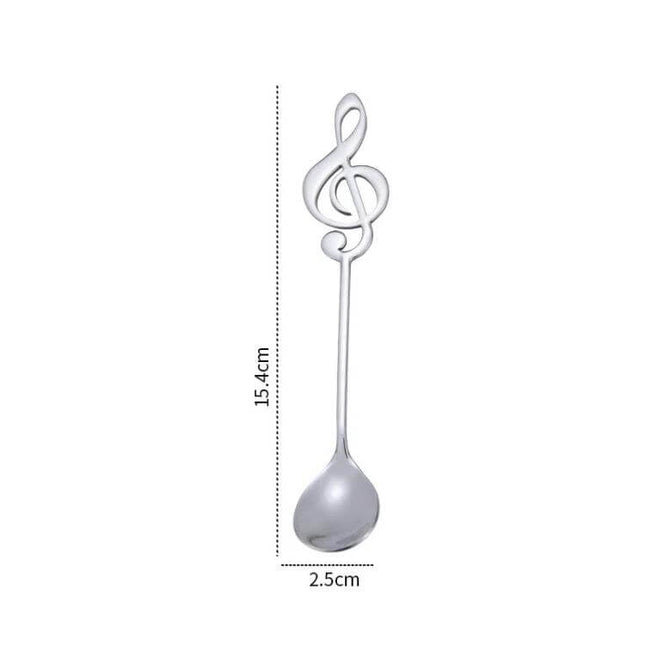 Musical Note Spoon Stainless Steel Coffee Stirring Spoon - mirror-polished stainless steel treble clef design, 15.4cm length for cafes and tea service