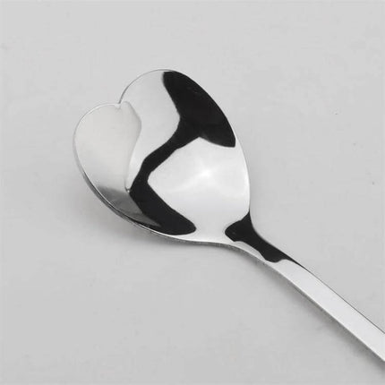 Heart Shaped Stainless Steel Teaspoon Set For Coffee Or Desserts - mirror-polished heart spoon for stirring coffee, tea and serving desserts