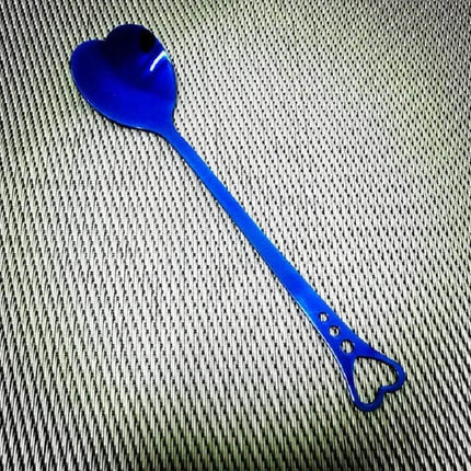 Heart Shaped Stainless Steel Teaspoon Set For Coffee Or Desserts - blue heart spoon with mirror finish, 3.2×14.3cm for coffee, tea and desserts