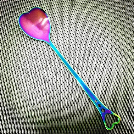 Heart Shaped Stainless Steel Teaspoon Set For Coffee Or Desserts - iridescent heart teaspoon with mirror finish, 14.3 cm, ideal for coffee and desserts