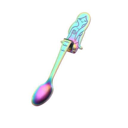Mermaid Shape Coffee Spoon Stainless Steel For Everyday Use - 12.5cm iridescent 304 stainless steel mermaid motif spoon for stirring coffee or tea