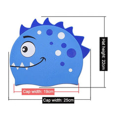 Kids Fun Dinosaur Silicone Swimming Cap for Comfort and Style