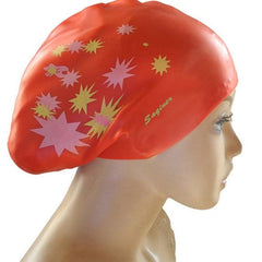 Vibrant Printed Silicone Swim Cap for Long Hair - Waterproof and Non-Slip