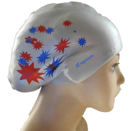 Silicone Waterproof Long Hair Swimming Cap Printed For Women | Syndmart