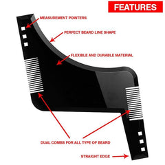 Beard Styling Tool with Double-sided Comb and Molding Template for Perfect Grooming