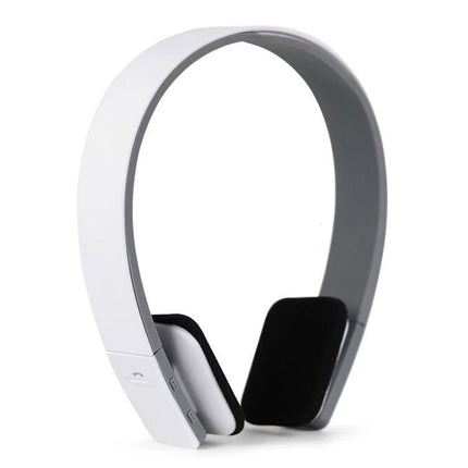 AEC Wireless Earphones With 3.5mm Aux For Commuting white on-ear Bluetooth headset with built-in mic and aux option