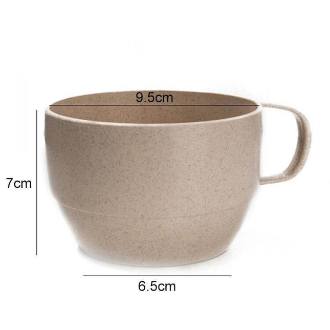 Wheat Straw Coffee Cup 201-300ml For Home Office Use - beige 201–300ml cup with handle, 9.5cm top, 7cm height, lightweight wheat straw for home or office