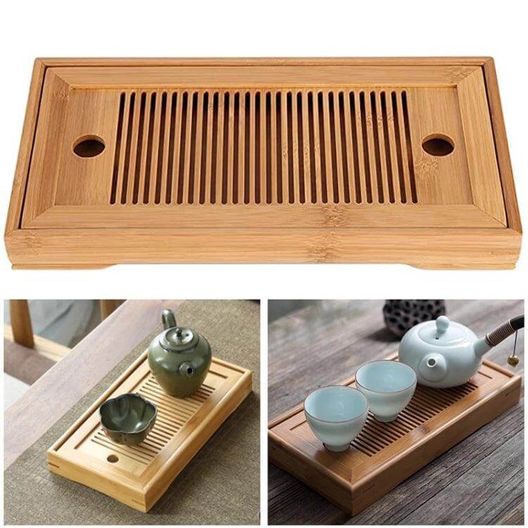 Bamboo Kung Fu Tea Tray with Drain Rack - Elegant Tea Accessory