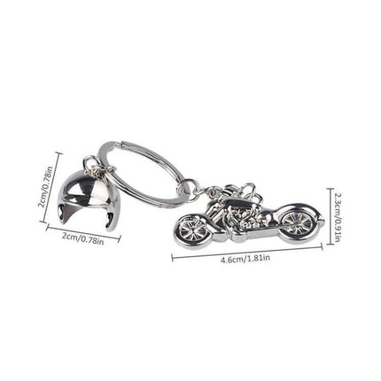 Motorcycle Helmet Keychain for Everyday Keys Silver - zinc alloy silver helmet and motorcycle keyring for house, car, or travel keys