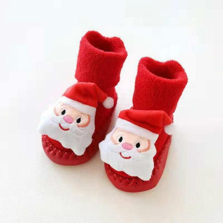 Cozy Cartoon Christmas Terry Socks for Babies and Toddlers - Thick Winter Skin Socks