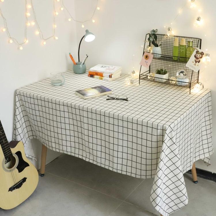 Elegant Checkered Cotton-Linen Tablecloth for Home and Event Decor