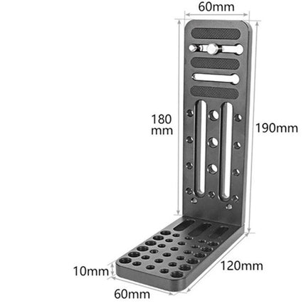 BXIN L-Shaped Quick Release Plate for Cameras and Stabilizers 190x120x60mm anodized aluminum camera L-plate with multiple mounting slots