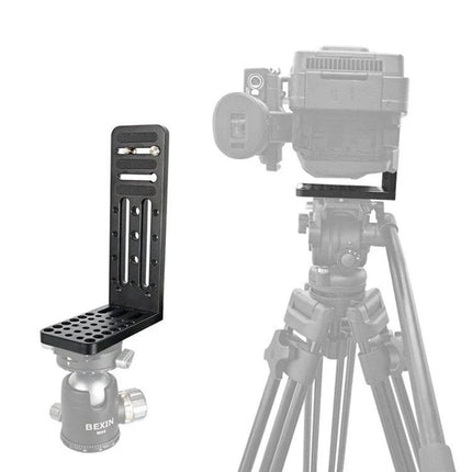 BXIN L-Shaped Quick Release Plate for Cameras and Stabilizers mounted on tripod head for quick camera attachment
